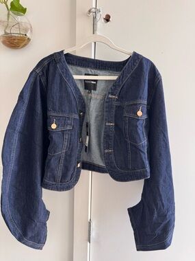 Fashion Nova Dark Blue Denim Jacket